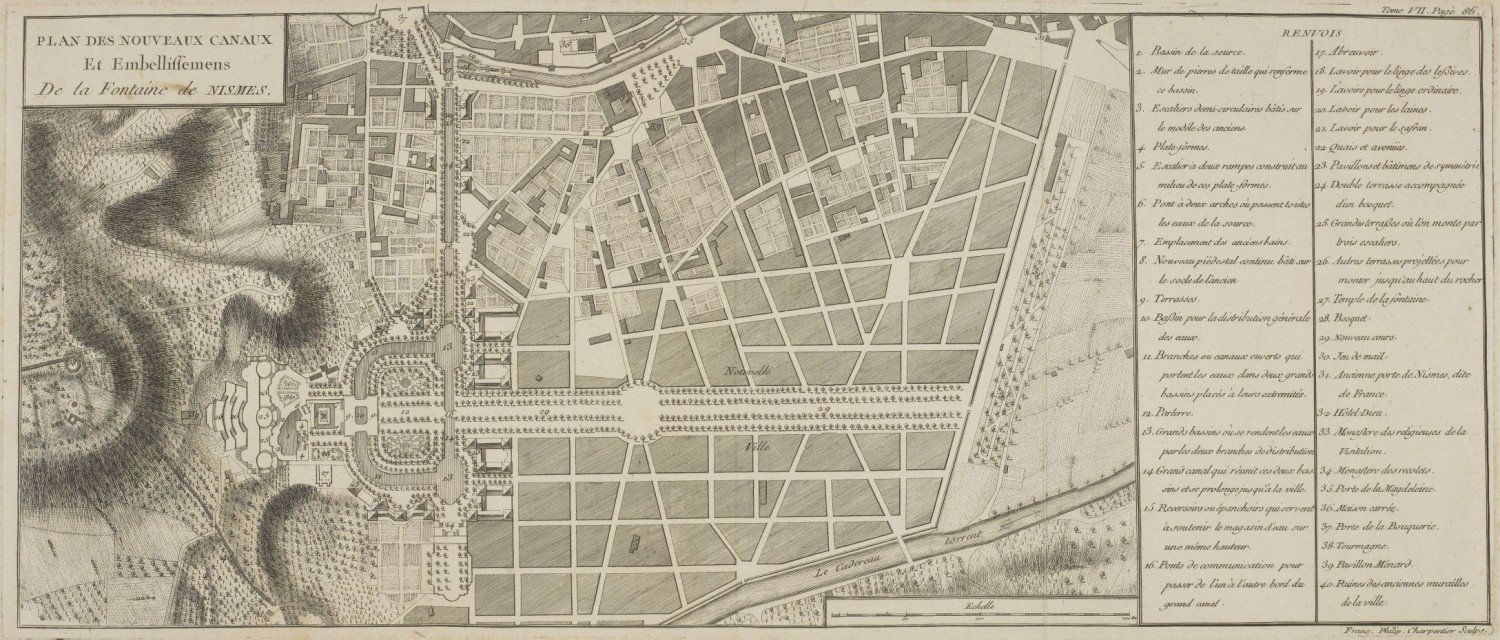 François-Philippe Charpentier, Plan nowych kanałów i ozdób wokół Fontanny w Nismes, domena publiczna