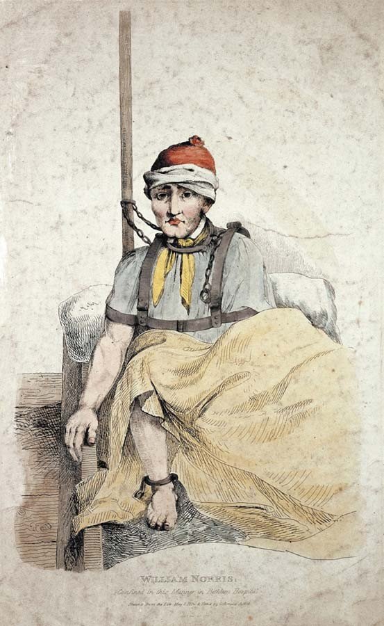 James Norris jako pacjent w Bethlem Royal Hospital w Londynie, rys. G. Arnald, 1815