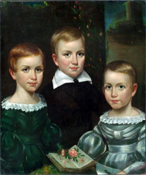 Otis Allen Bullard, „Emily Elizabeth, Austin, and Lavoinia Dickinson”, olej na płótnie, ok. 1840 / Houghton Library, Harvard University