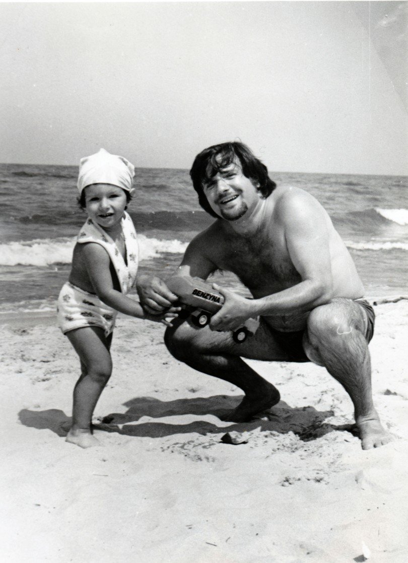 Wilhelm Sasnal z tatą, Jastrzębia Góra 1975