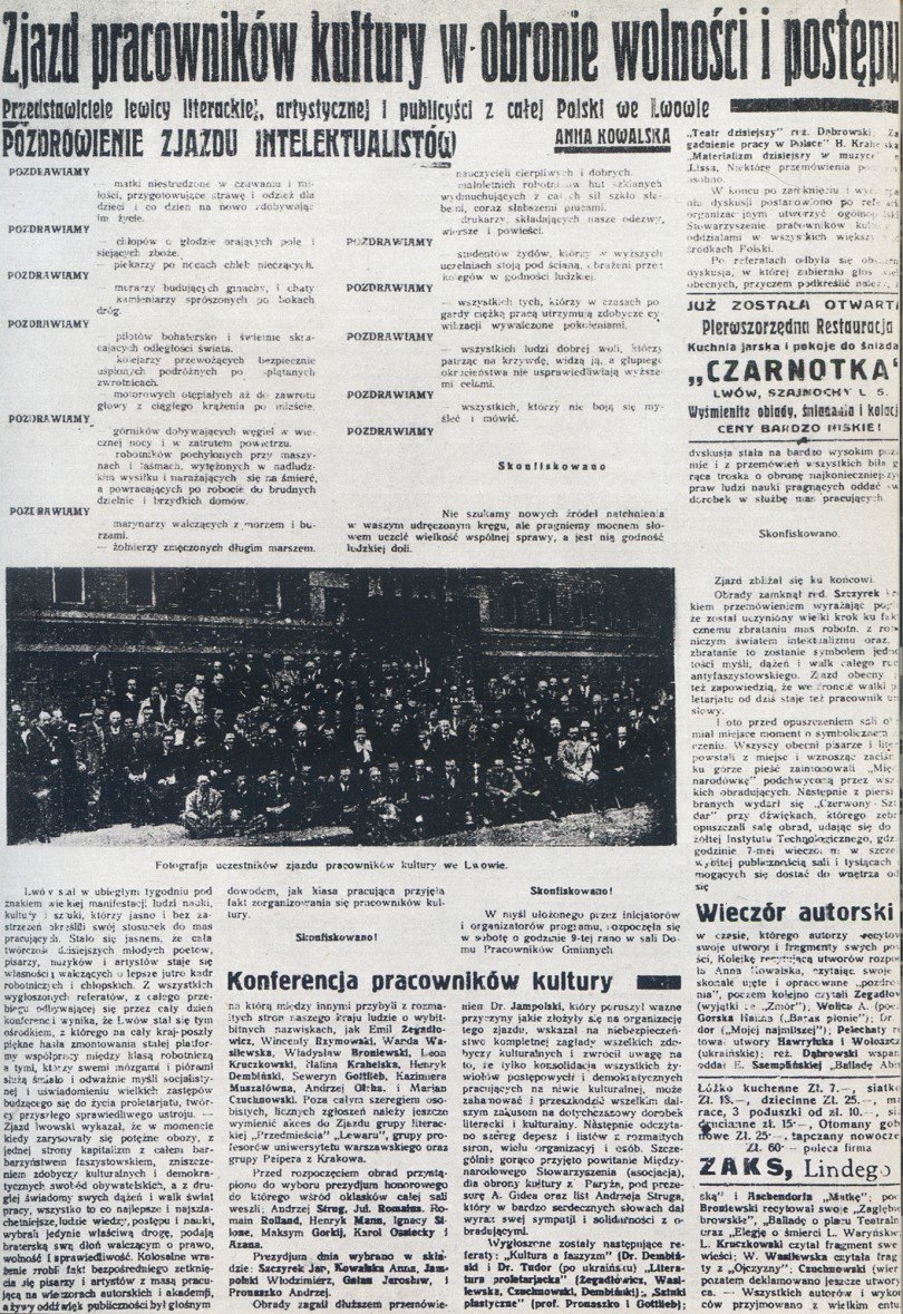 Program Zjazdu pracowników kultury, „Trybuna Robotnicza” 24 maja 1936