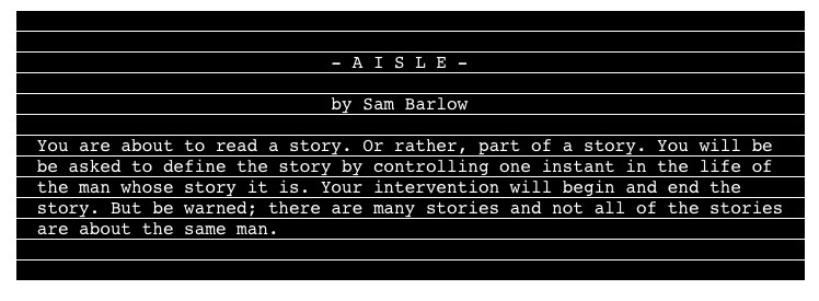 Aisle/Sam Barlow