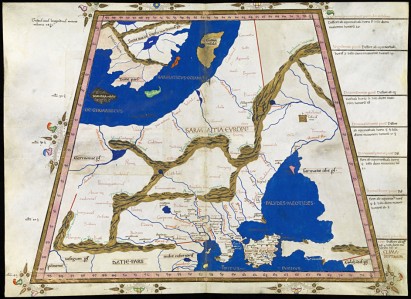 Mapa Sarmacji Europejskiej i Chersonezu Taurydzkiego z „Geografii” Klaudiusza Ptolemeusza w redakcji Nicolausa Germanusa. Florencja, 1467 r. 