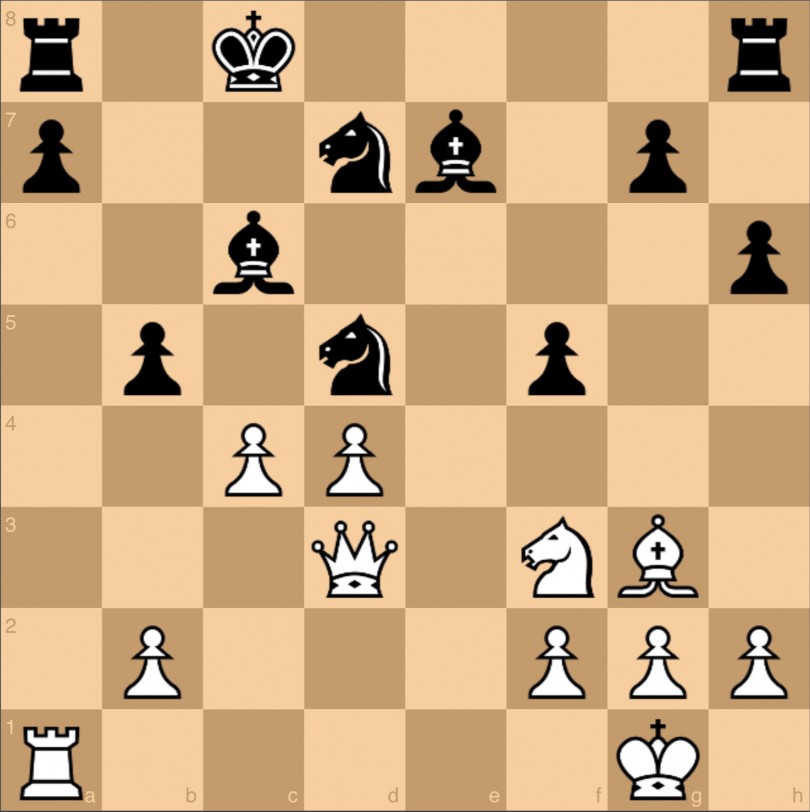 Finał ostatniej partii meczu Deep Blue (białe) vs. Garri Kasparow (czarne) w 1997 roku