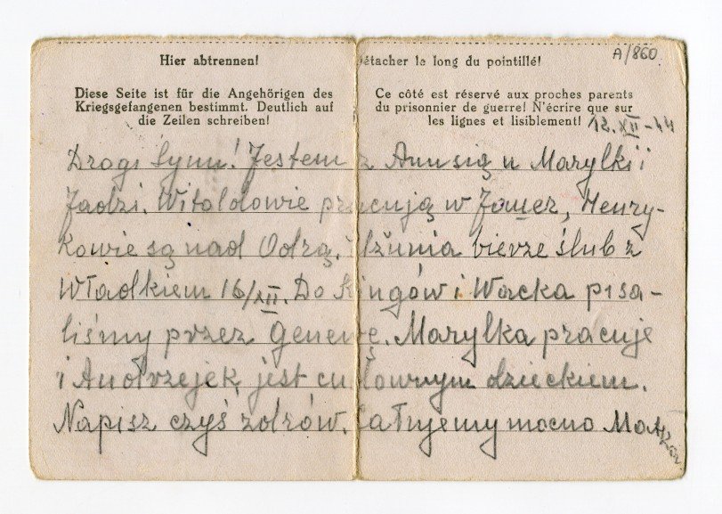 List od mamy / z archiwum Muzeum Powstania Warszawskiego
